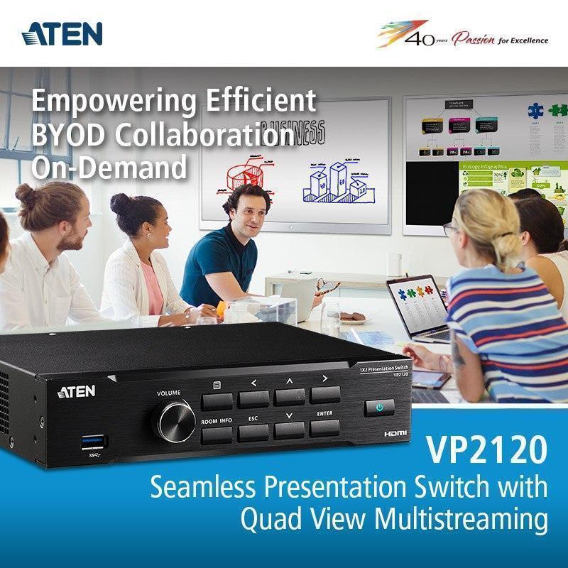 Презентационный коммутатор ATEN VP2120 с BYOD и Quad View мультистримингом